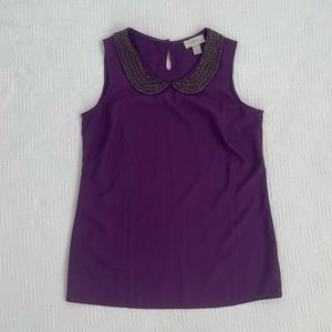 Loft Beaded Round/Peter Pan style collar tank top